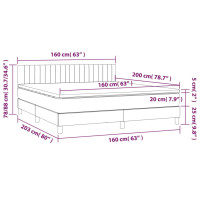Produktbild för Ramsäng med madrass ljusgrå 160x200 cm sammet