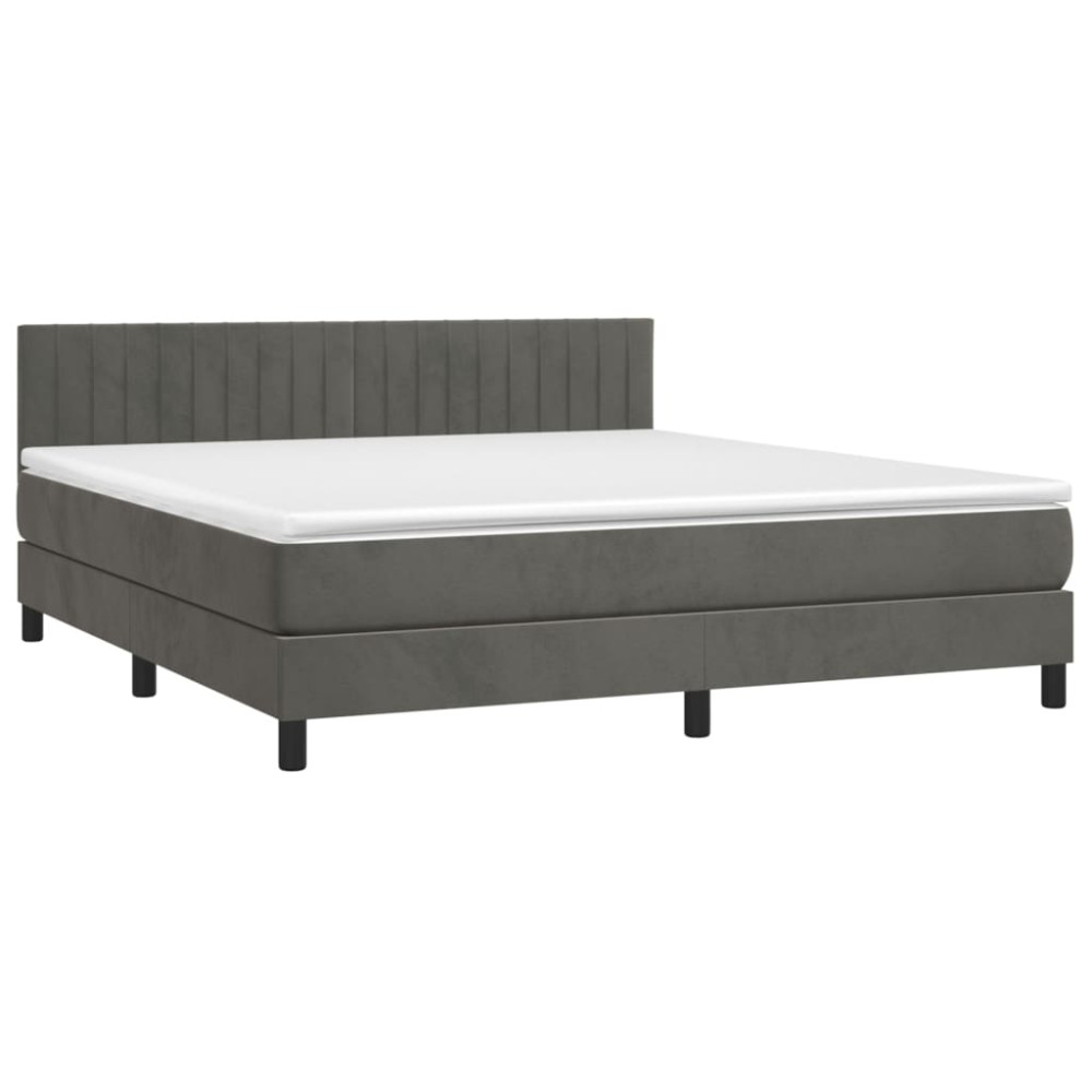 Produktbild för Ramsäng med madrass mörkgrå 180x200 cm sammet