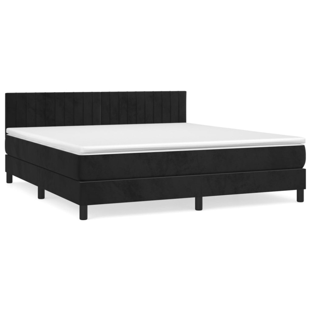 Produktbild för Ramsäng med madrass svart 180x200 cm sammet