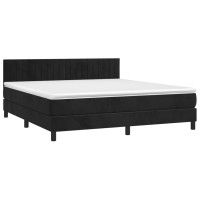 Produktbild för Ramsäng med madrass svart 180x200 cm sammet
