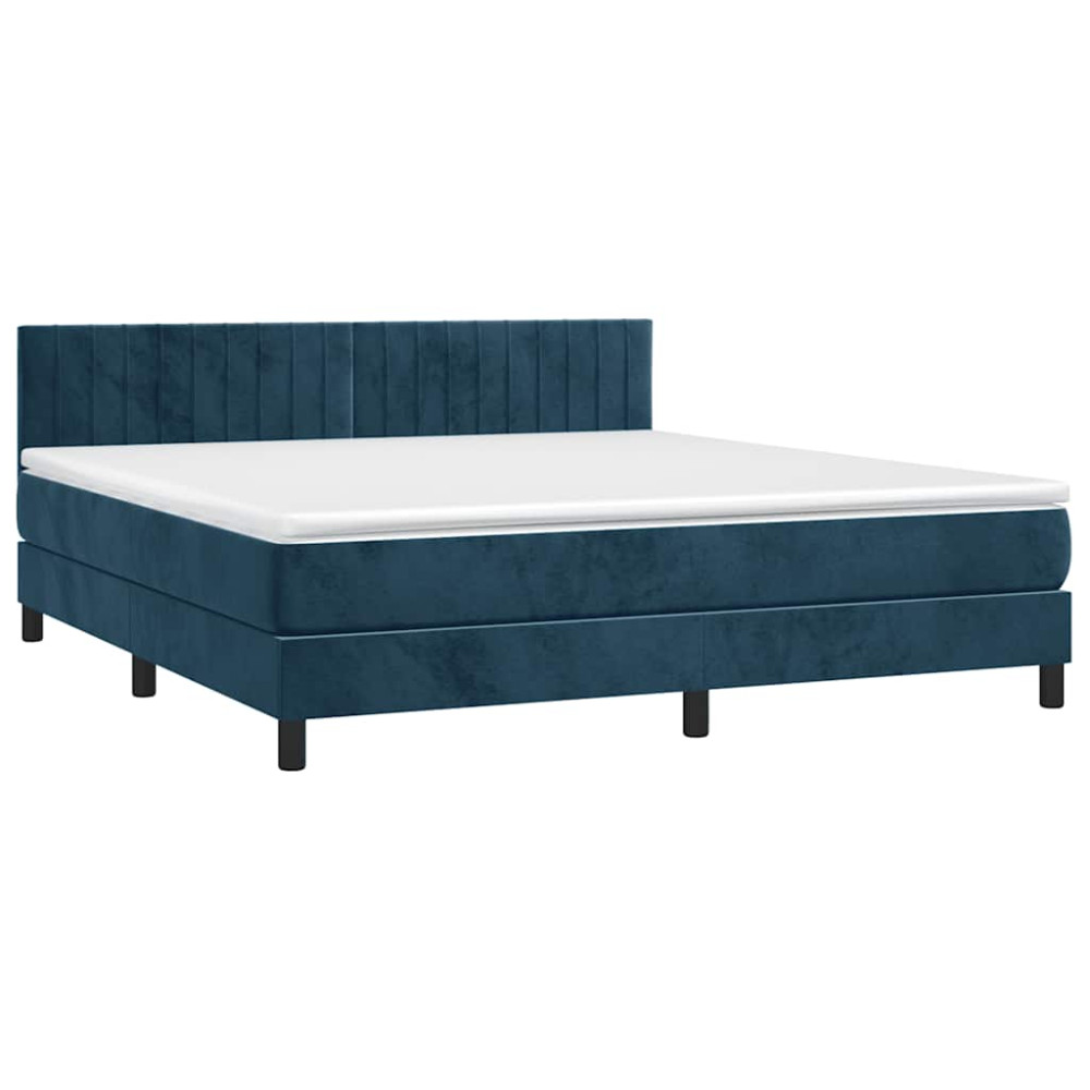 Produktbild för Ramsäng med madrass mörkblå 180x200 cm sammet
