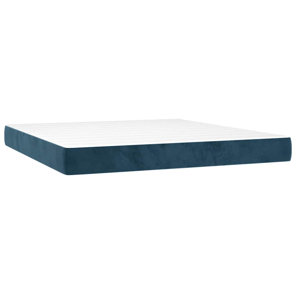 Produktbild för Ramsäng med madrass mörkblå 180x200 cm sammet
