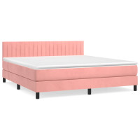 Produktbild för Ramsäng med madrass rosa 180x200 cm sammet