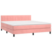 Produktbild för Ramsäng med madrass rosa 180x200 cm sammet
