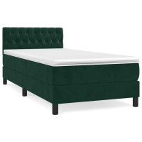 Produktbild för Ramsäng med madrass mörkgrön 90x200 cm sammet