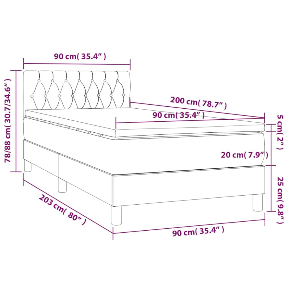 Produktbild för Ramsäng med madrass mörkblå 90x200 cm sammet
