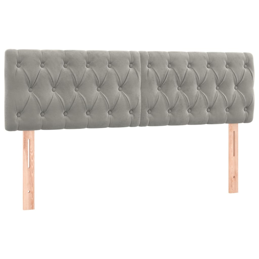 Produktbild för Ramsäng med madrass ljusgrå 160x200 cm sammet