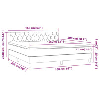 Produktbild för Ramsäng med madrass ljusgrå 160x200 cm sammet