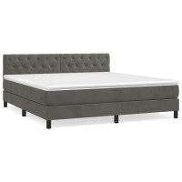 Produktbild för Ramsäng med madrass mörkgrå 160x200 cm sammet