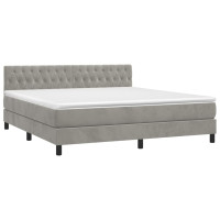 Produktbild för Ramsäng med madrass ljusgrå 180x200 cm sammet