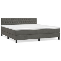 Produktbild för Ramsäng med madrass mörkgrå 180x200 cm sammet