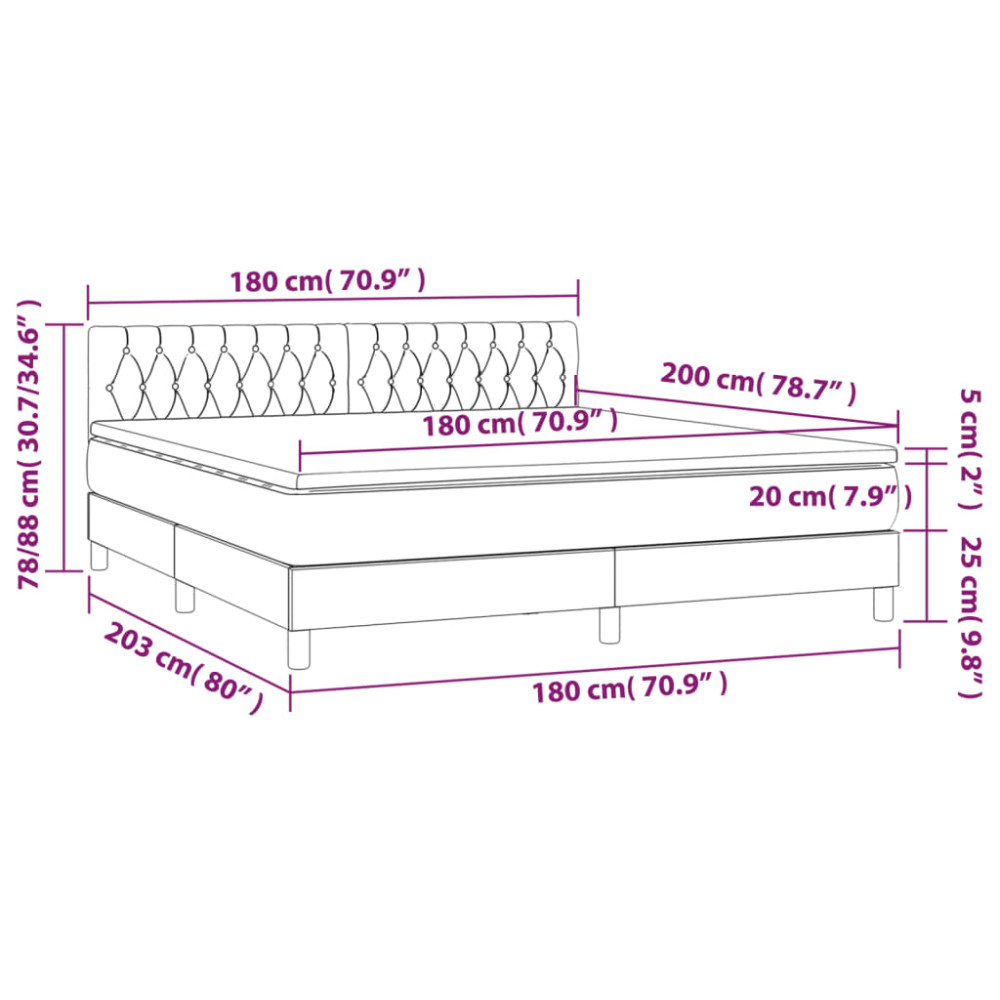 Produktbild för Ramsäng med madrass svart 180x200 cm sammet