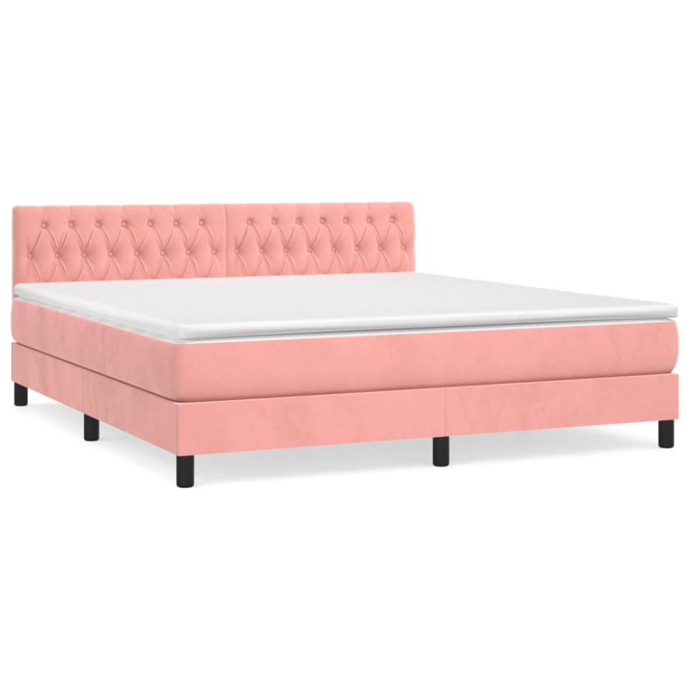 Produktbild för Ramsäng med madrass rosa 180x200 cm sammet