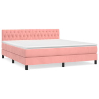 Produktbild för Ramsäng med madrass rosa 180x200 cm sammet