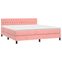 Produktbild för Ramsäng med madrass rosa 180x200 cm sammet