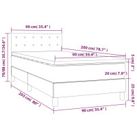 Produktbild för Ramsäng med madrass ljusgrå 90x200 cm sammet