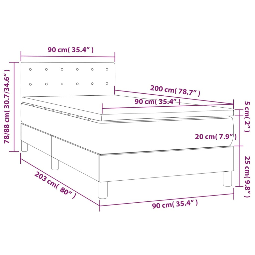 Produktbild för Ramsäng med madrass svart 90x200 cm sammet