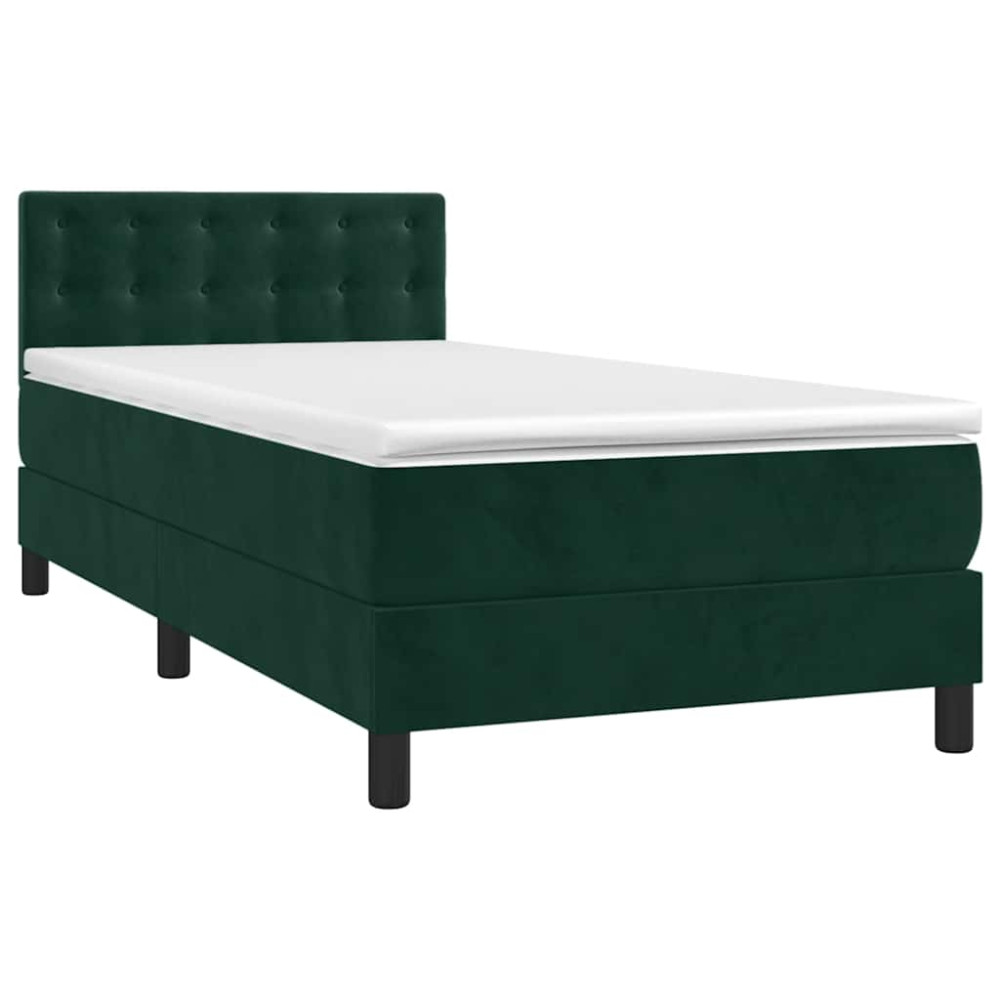 Produktbild för Ramsäng med madrass mörkgrön 90x200 cm sammet