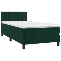Produktbild för Ramsäng med madrass mörkgrön 90x200 cm sammet