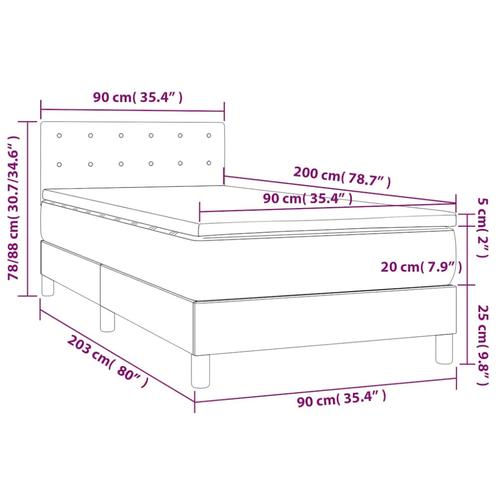 Produktbild för Ramsäng med madrass mörkgrön 90x200 cm sammet