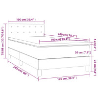 Produktbild för Ramsäng med madrass ljusgrå 100x200 cm sammet