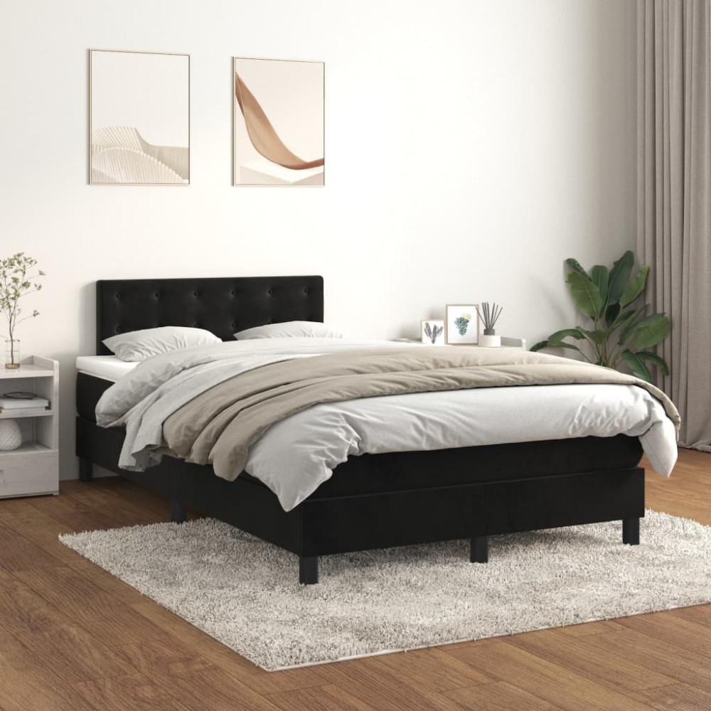Produktbild för Ramsäng med madrass svart 120x200 cm sammet