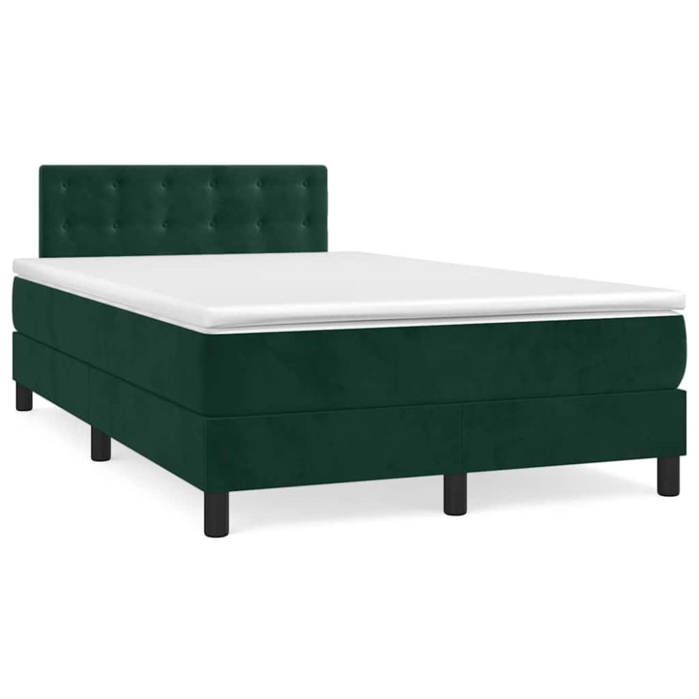 Produktbild för Ramsäng med madrass mörkgrön 120x200 cm sammet