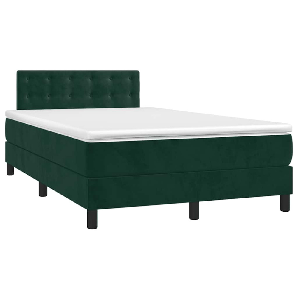 Produktbild för Ramsäng med madrass mörkgrön 120x200 cm sammet