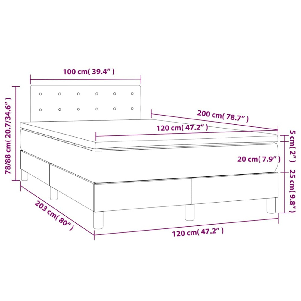 Produktbild för Ramsäng med madrass mörkblå 120x200 cm sammet