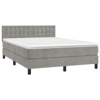 Produktbild för Ramsäng med madrass ljusgrå 140x190 cm sammet