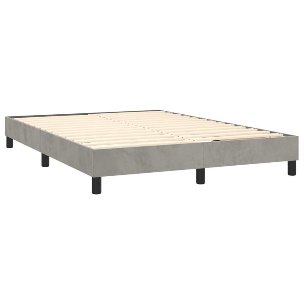 Produktbild för Ramsäng med madrass ljusgrå 140x190 cm sammet