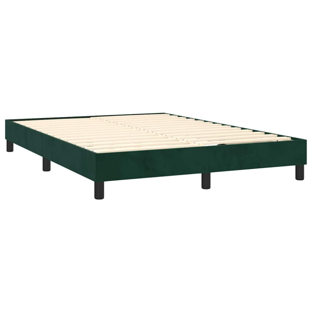 Produktbild för Ramsäng med madrass mörkgrön 140x200 cm sammet