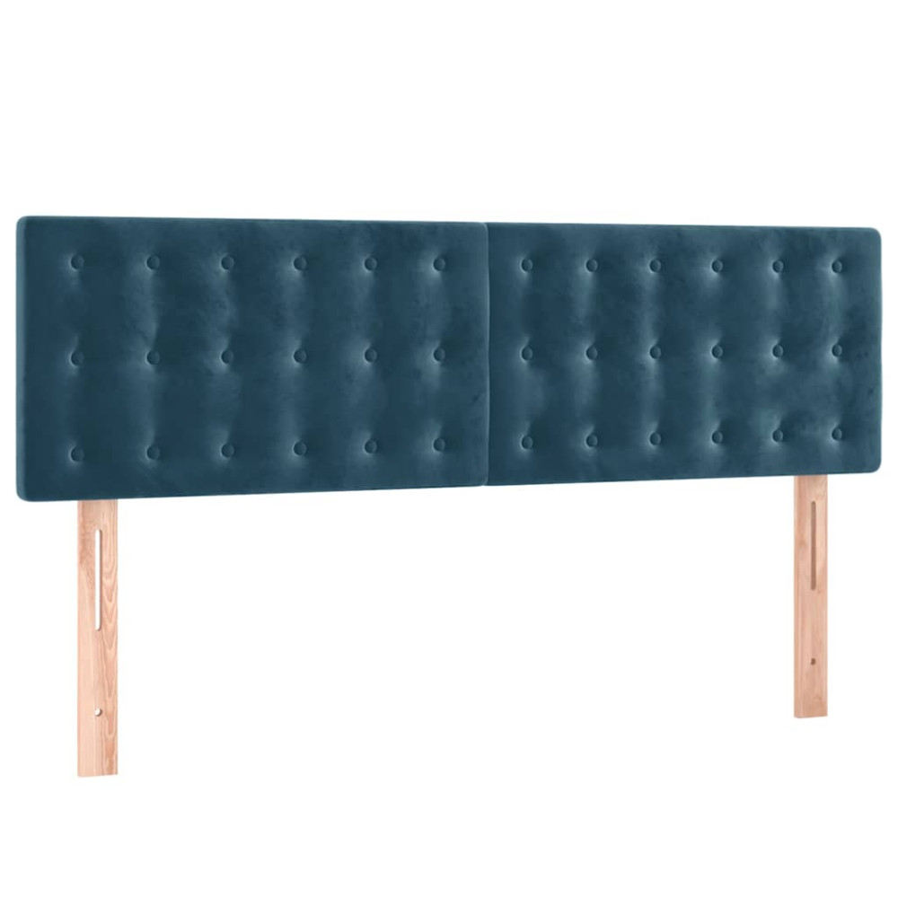 Produktbild för Ramsäng med madrass mörkblå 140x200 cm sammet