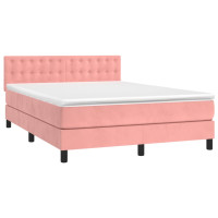Produktbild för Ramsäng med madrass rosa 140x200 cm sammet