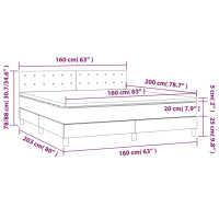 Produktbild för Ramsäng med madrass ljusgrå 160x200 cm sammet