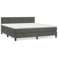 Produktbild för Ramsäng med madrass mörkgrå 160x200 cm sammet
