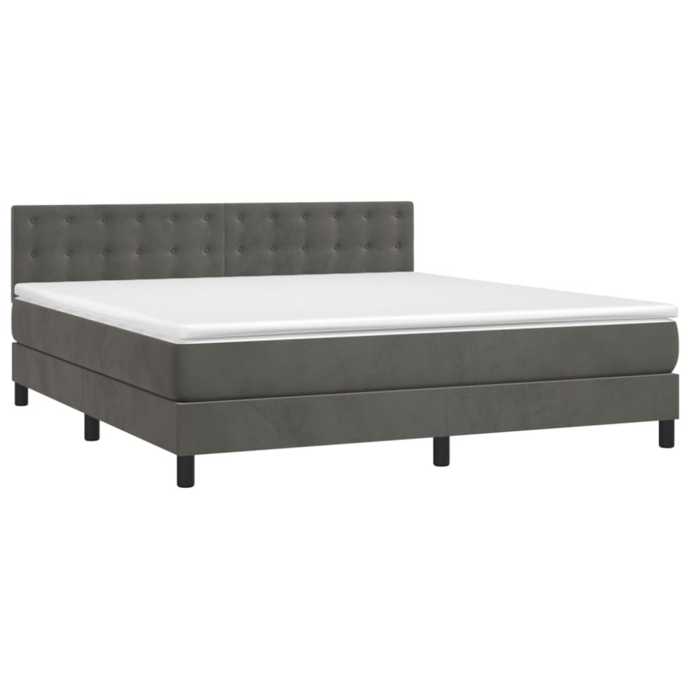 Produktbild för Ramsäng med madrass mörkgrå 160x200 cm sammet