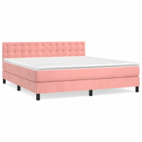 Produktbild för Ramsäng med madrass rosa 160x200 cm sammet