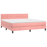Produktbild för Ramsäng med madrass rosa 160x200 cm sammet