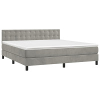 Produktbild för Ramsäng med madrass ljusgrå 180x200 cm sammet