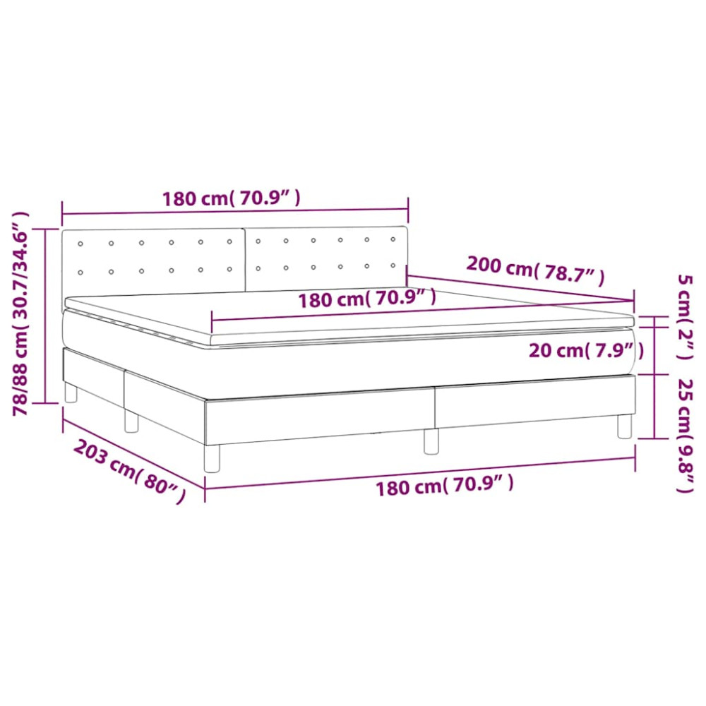 Produktbild för Ramsäng med madrass mörkblå 180x200 cm sammet