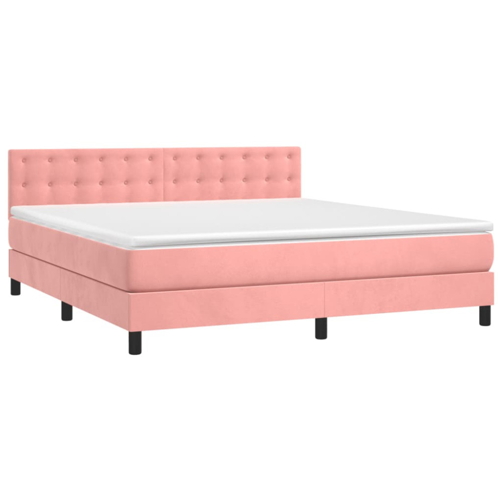 Produktbild för Ramsäng med madrass rosa 180x200 cm sammet