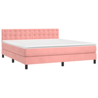 Produktbild för Ramsäng med madrass rosa 180x200 cm sammet