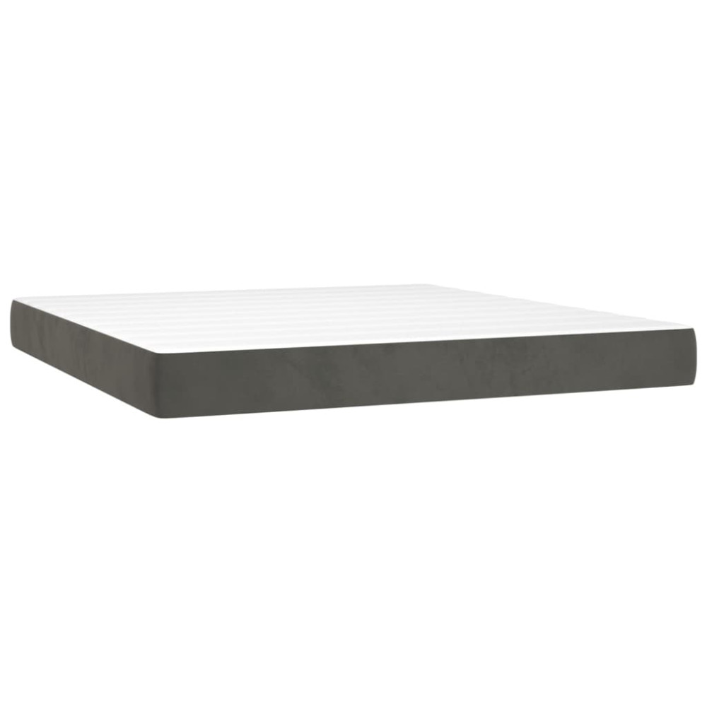 Produktbild för Ramsäng med madrass mörkgrå 200x200 cm sammet