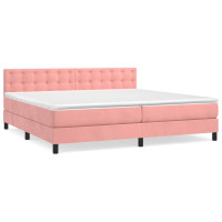 Produktbild för Ramsäng med madrass rosa 200x200 cm sammet