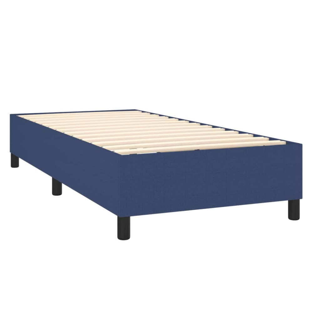Produktbild för Ramsäng med madrass blå 90x200 cm tyg