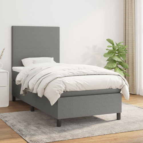 vidaXL Ramsäng med madrass mörkgrå 100x200 cm tyg