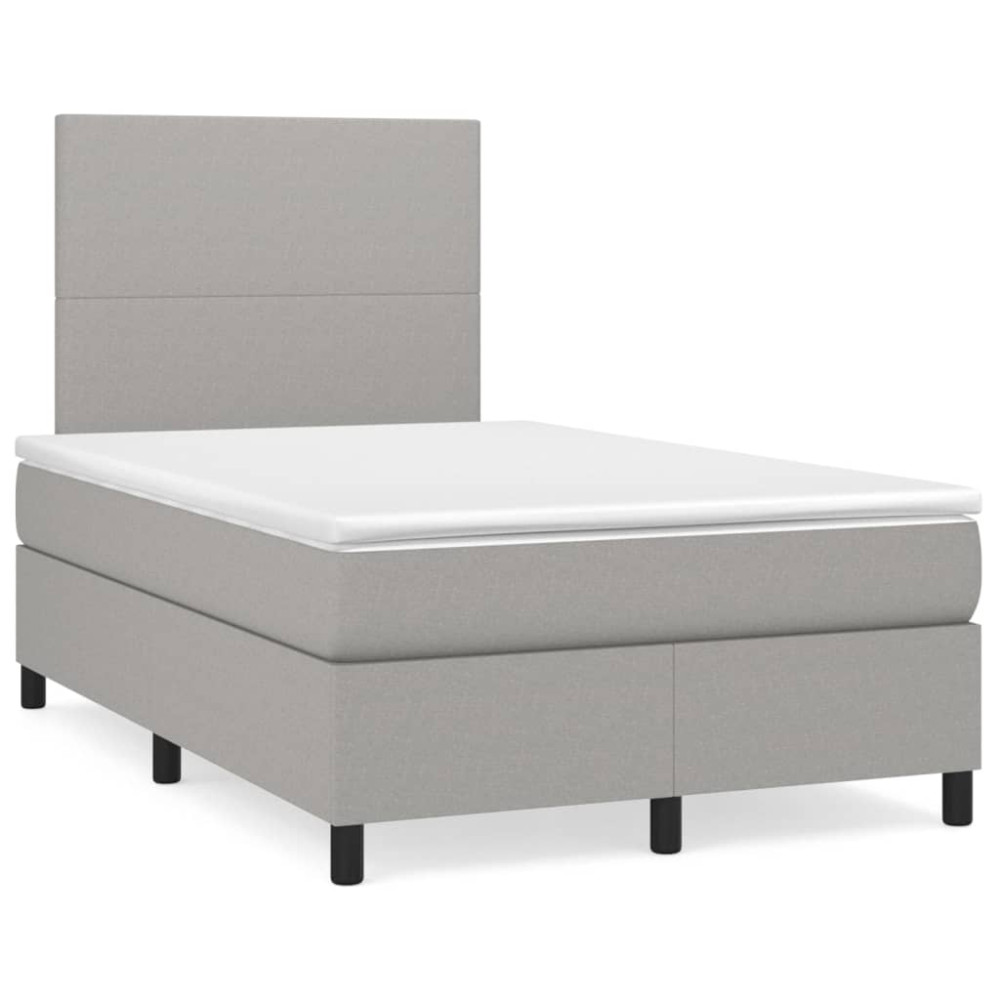 Produktbild för Ramsäng med madrass ljusgrå 120x200 cm tyg