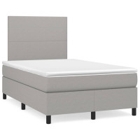 Produktbild för Ramsäng med madrass ljusgrå 120x200 cm tyg