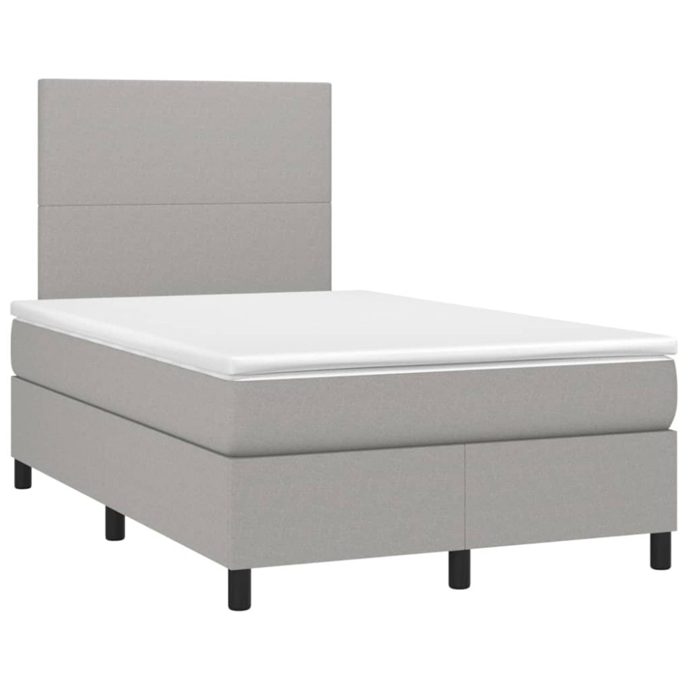 Produktbild för Ramsäng med madrass ljusgrå 120x200 cm tyg